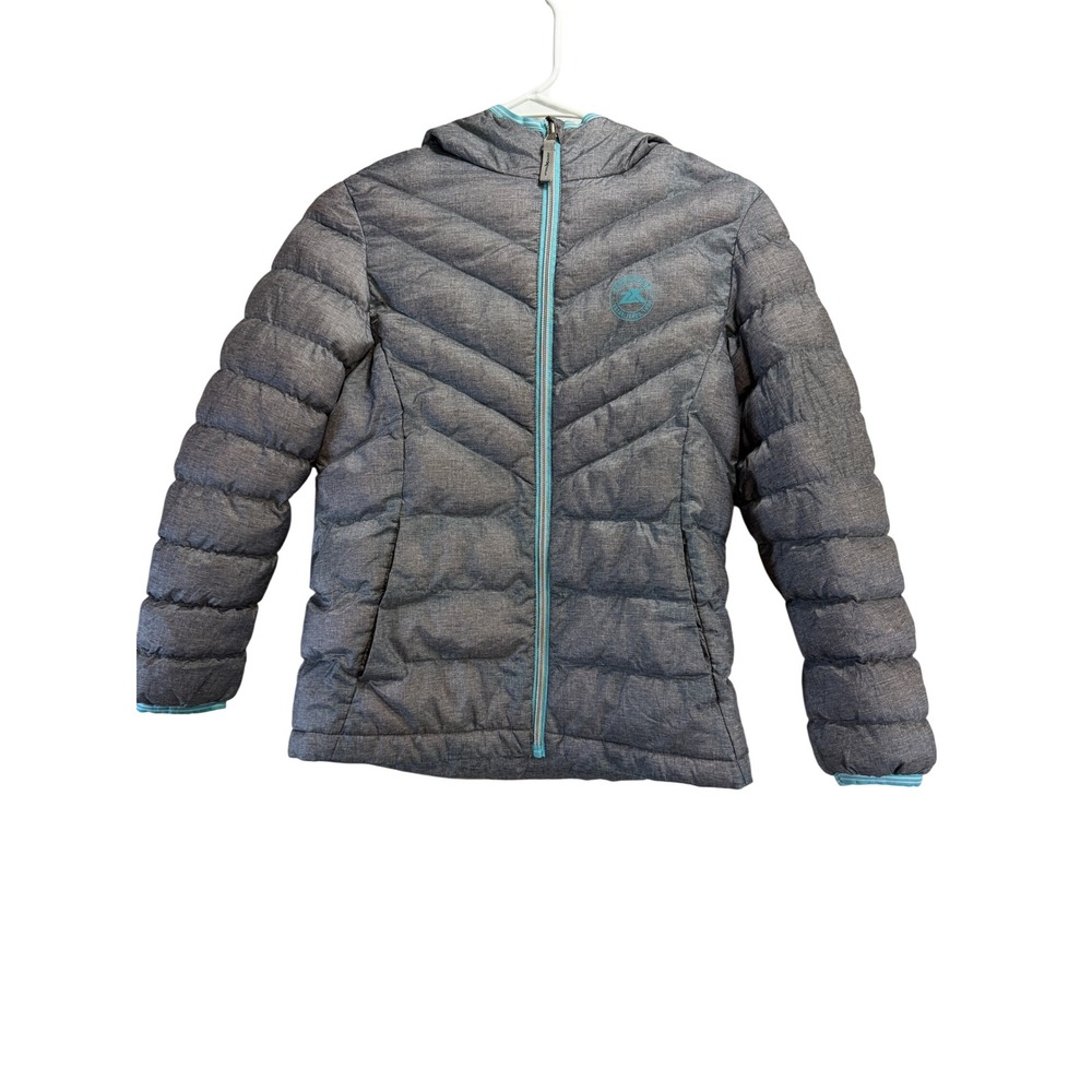 ZeroXposur Kids Grey Heathered Puffer Jacket Hooded Zip Up Size 10/12
